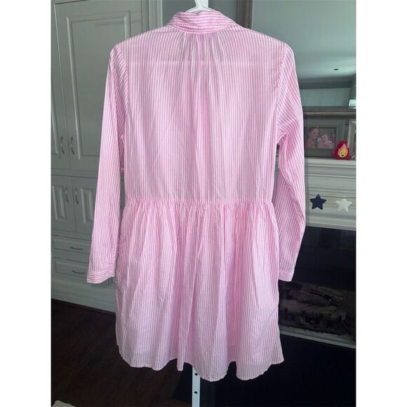 J.Crew Women's M Pink Striped Collared Midi Shirtdress Long Sleeve Size 0 - Picture 5 of 9